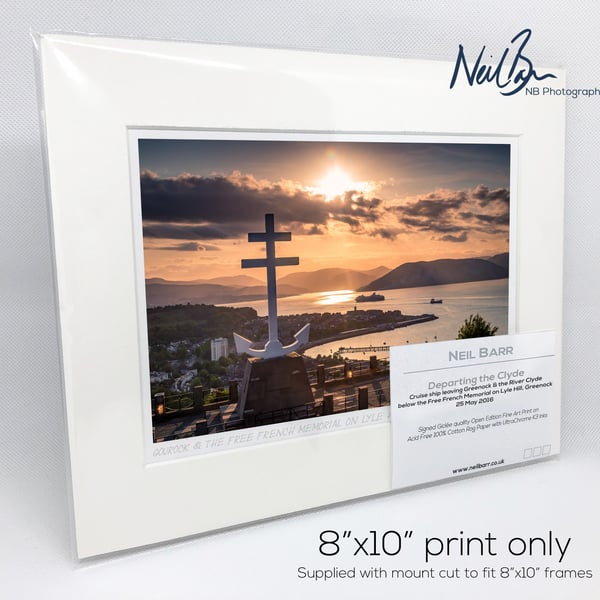 Gourock & Firth of Clyde with Free French Memorial - A5 (10"x8") Unframed Print