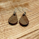 Handmade Wooden Earrings - Geometric Tear Drop Shape in Xylia Wood