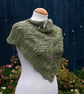 Triangular lace shawl in moss green cotton yarn - design A197 - Image 4
