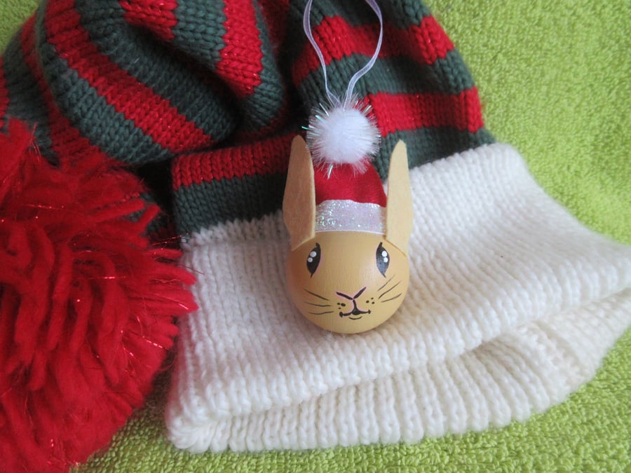Rabbit Christmas Bauble Hanging Decoration Bunny