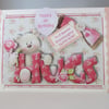 Girls Teddy 3D 1st Birthday Card, Granddaughter, handmade,cute,personalise