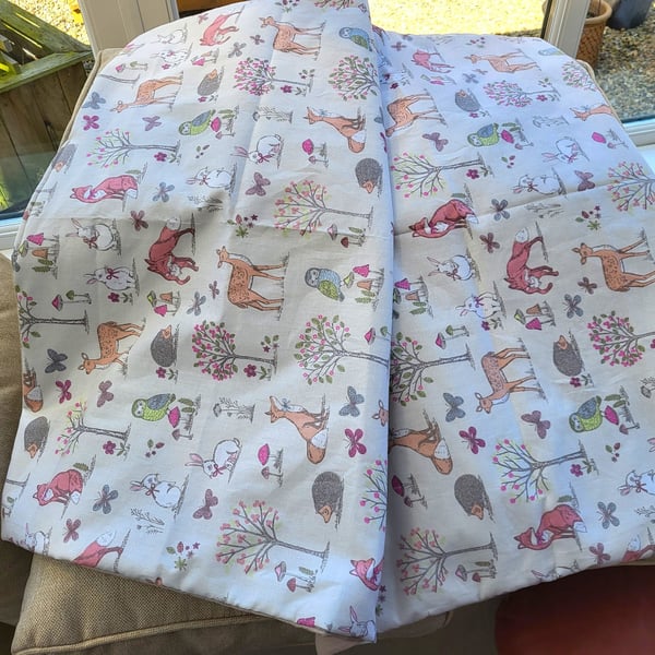 Whimsical Handmade Woodland Design baby quilt blanket