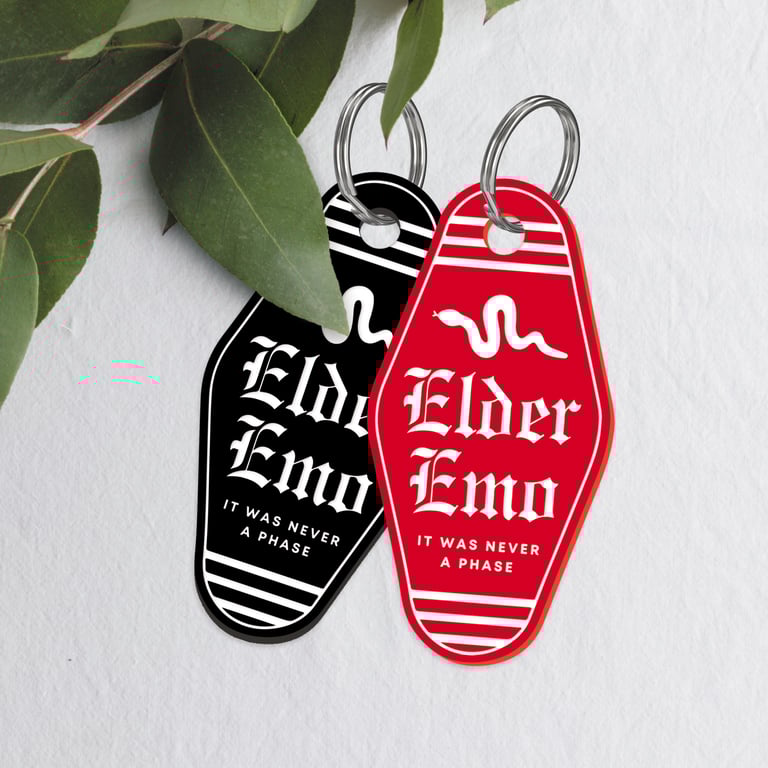 Elder Emo - Never Phase Snake : Funny Motel Style Acrylic Keyring - Gift for Emo