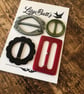 4 Vintage Buckles - Grey, Green, Black & Red - Image 1
