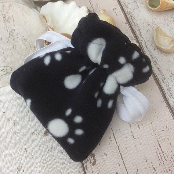 Dog Treat or dry Poop Bag, Drawstring fleece lined handy pouch