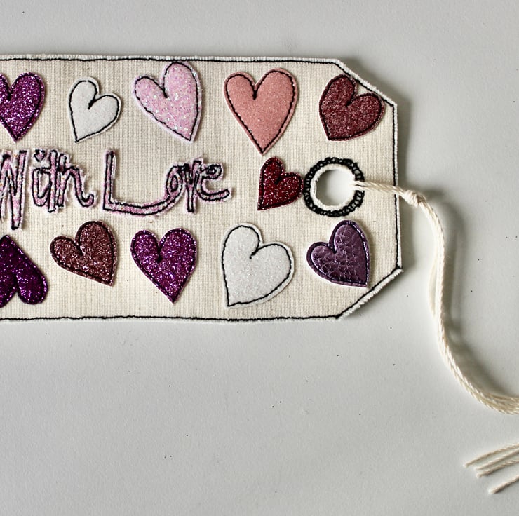 'With love' Handmade Fabric Gift Tag Folksy