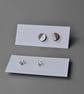 Wooden Circle Ear Studs Wood Earring with Half Silver Leaf - Image 3