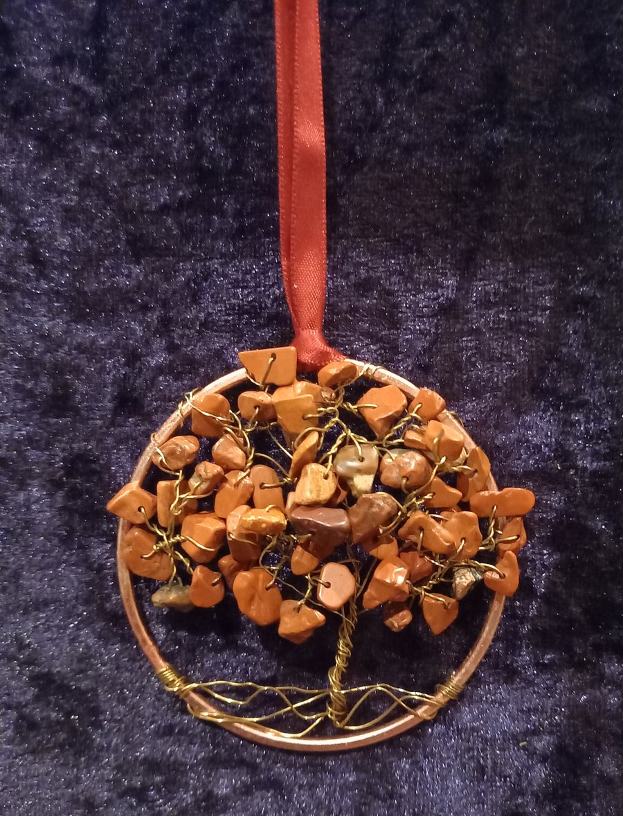 Red jasper  tree of life bangle hanger 