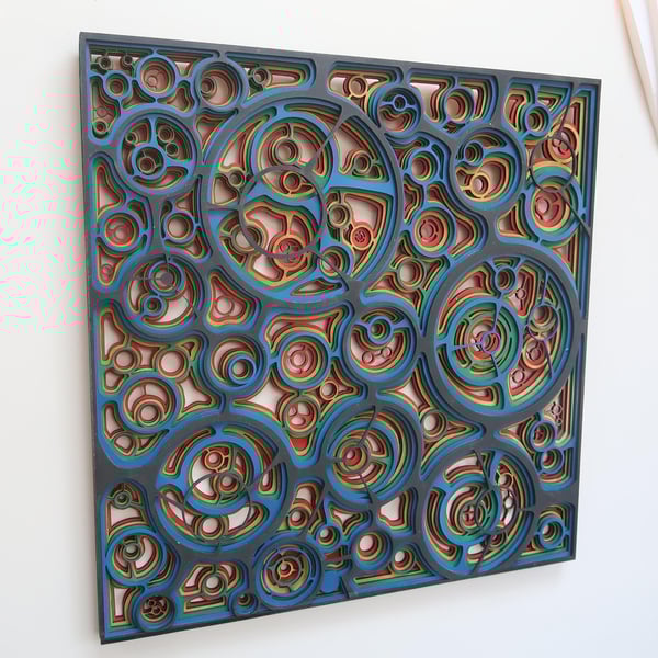3D Wall art, Multi layered, Laser cut, Wood Carving , Geometric, Contemporary 