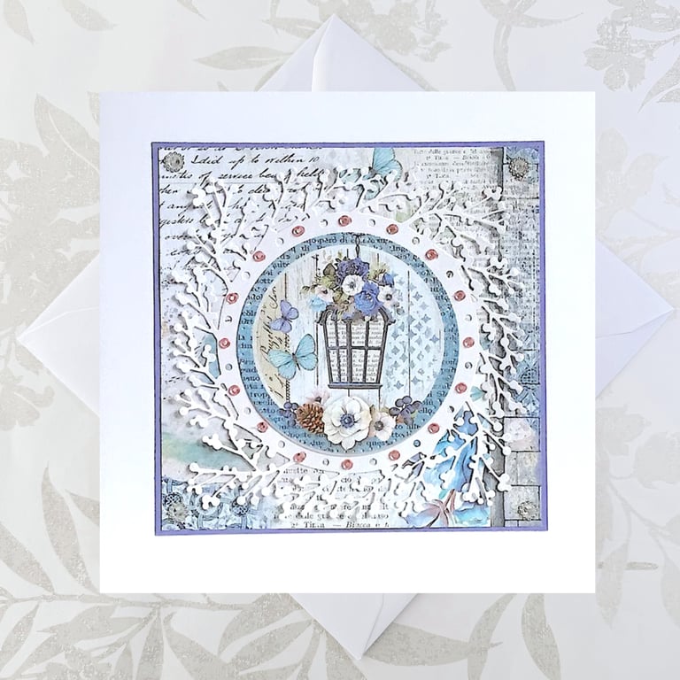 Birthday card - large handmade traditional floral design