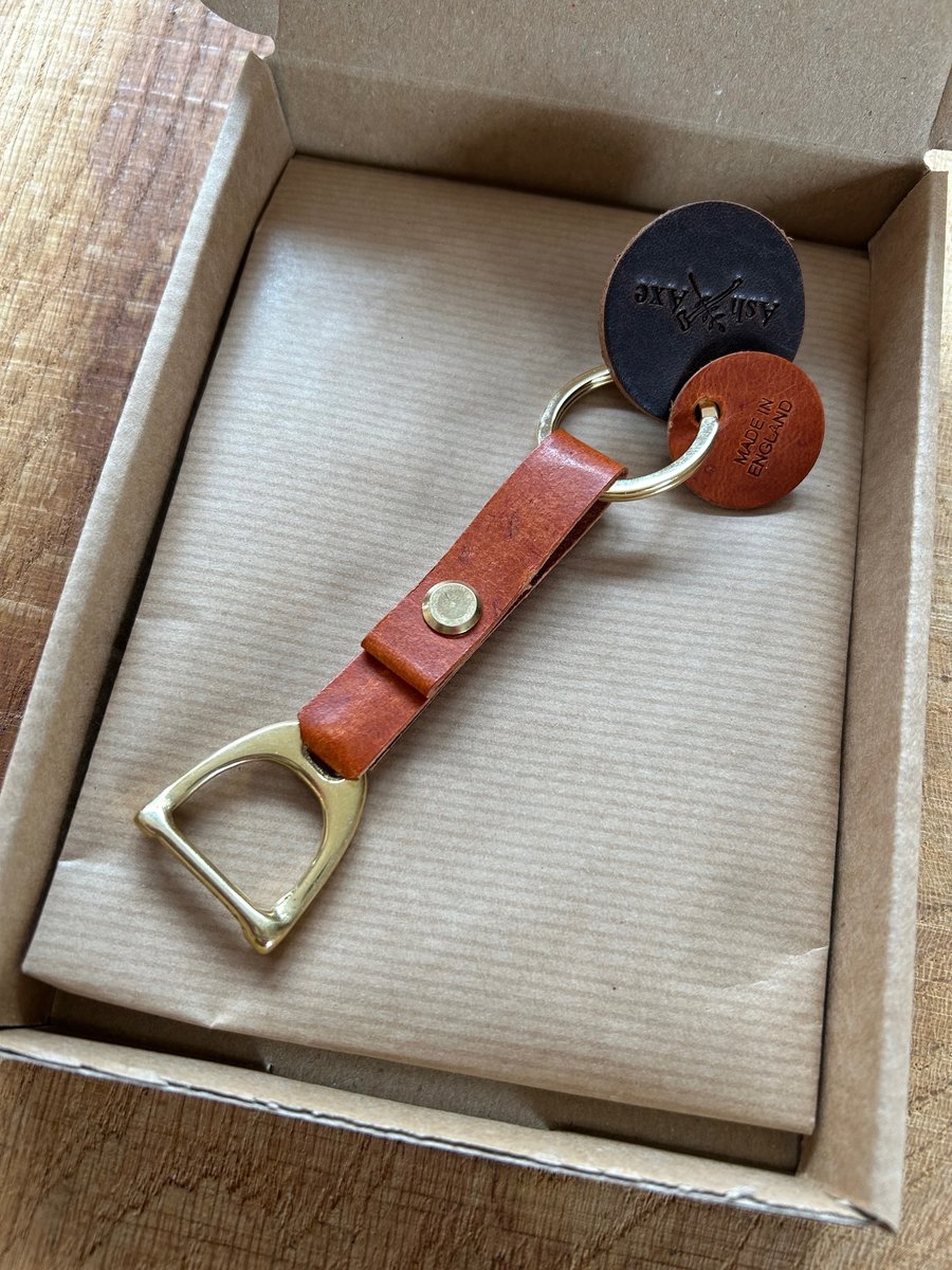 Solid brass stirrup keyring