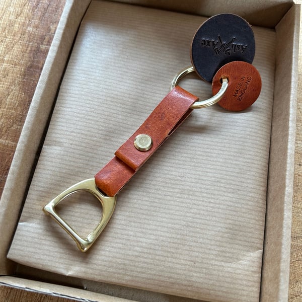 Solid brass stirrup keyring