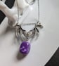 Purple bat necklace with heart - Image 1