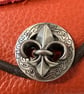 Small Pouch - Red Leather Medieval Style - Fleur de Lis Closure FREE SHIPPING - Image 3