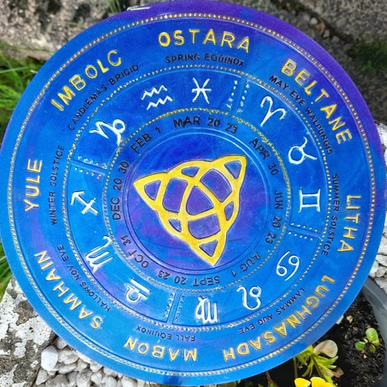 Pagan Wiccan Celtic Wheel of The Year Resin Plate or Altar Decoration