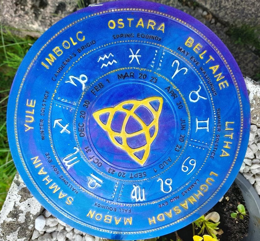 Pagan Celtic Wheel of The Year Resin Plate or Altar Decoration