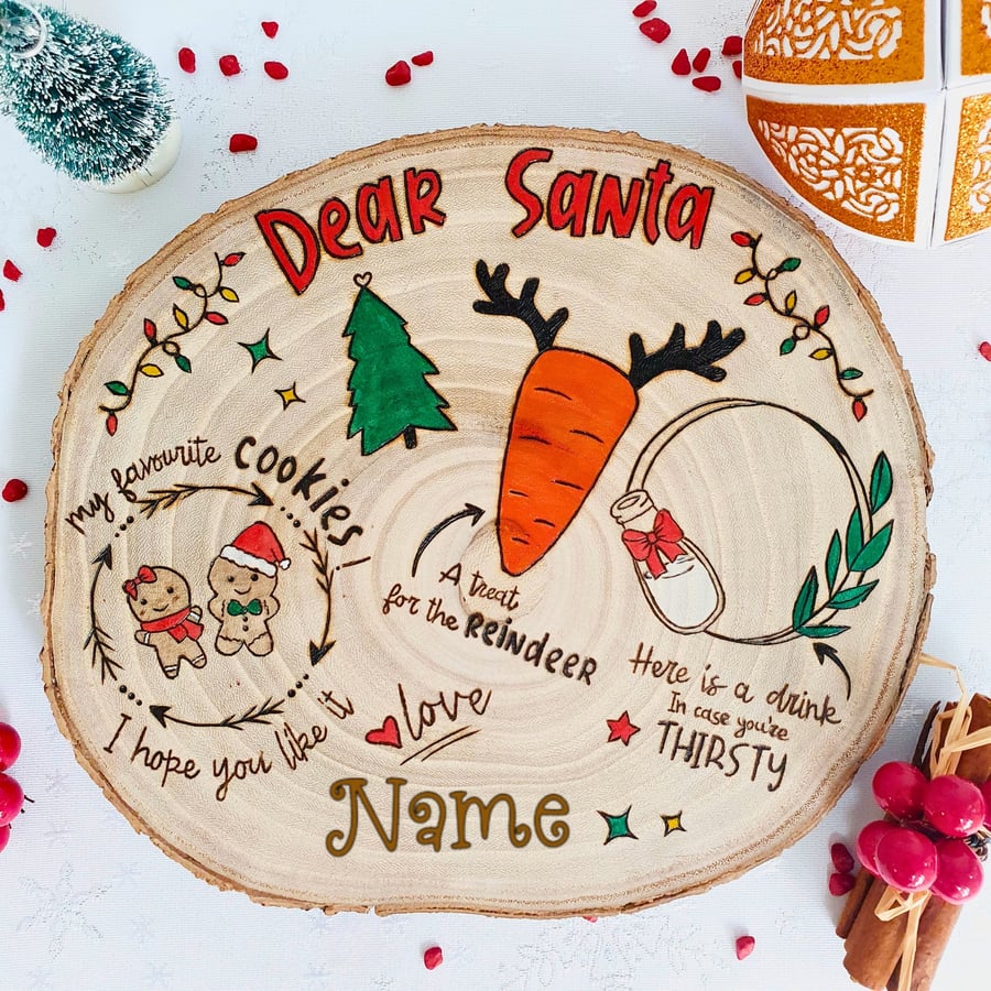 Personalised Christmas Eve Board, Tread Board, Santa Claus Christmas Eve Plate 