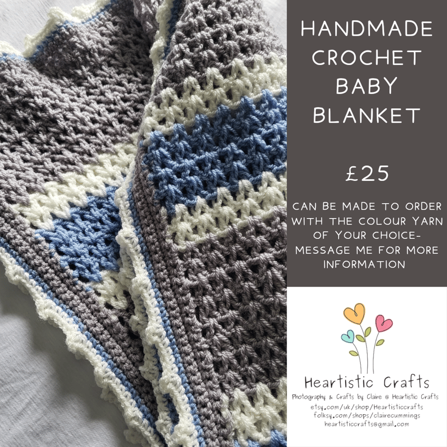 Handmade soft and cuddly crochet baby blanket