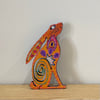 Hanging or shelf decoration - folk art style hand painted sitting hare