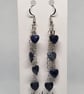 Lapis Lazuli Heart Waterfall Earrings Stainless Steel Handmade Jewellery