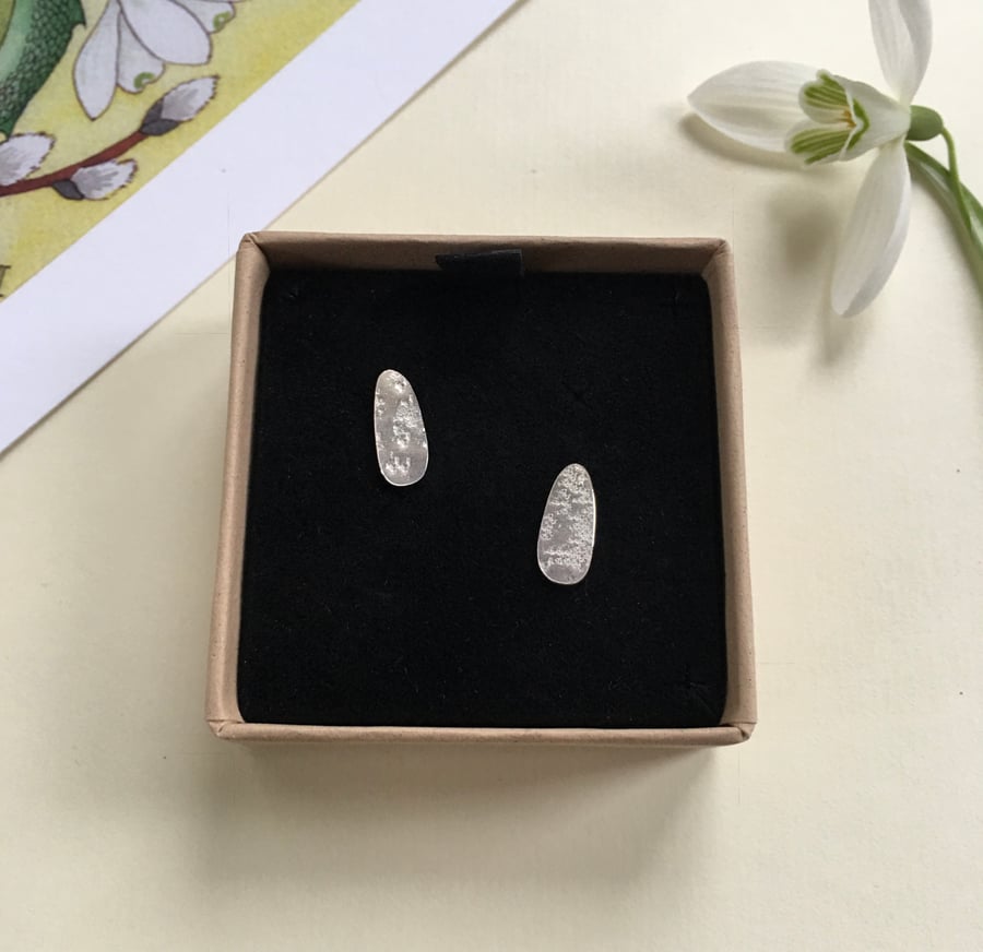 Silver stud earrings - standing stones - contemporary studs - recycled silver