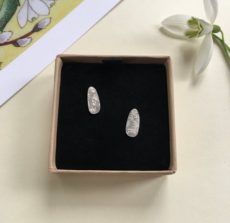 Silver stud earrings - standing stones - contemporary studs - recycled silver