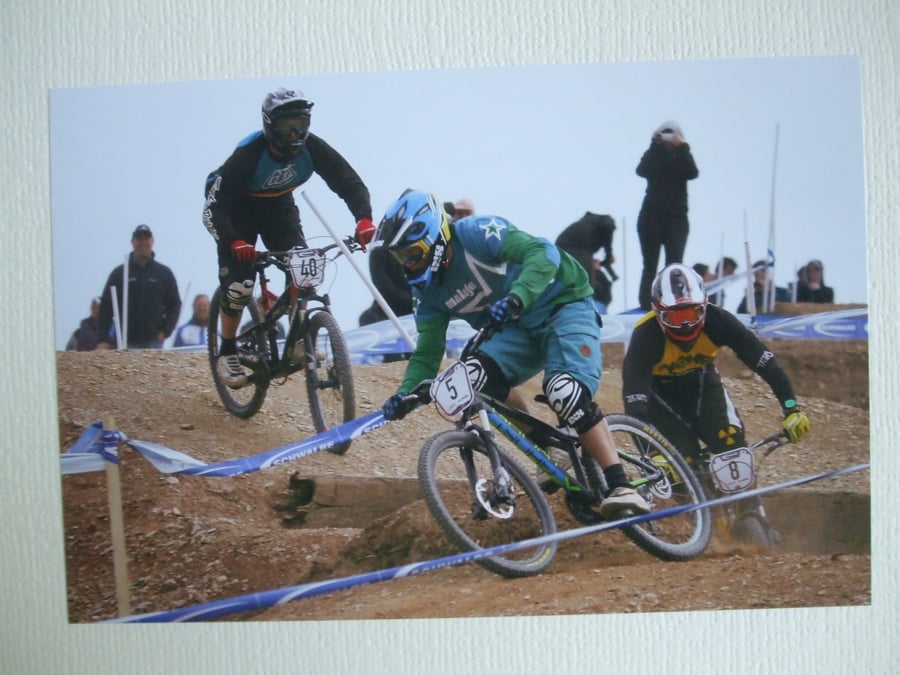 Photographic greetings card of a 4X bike race