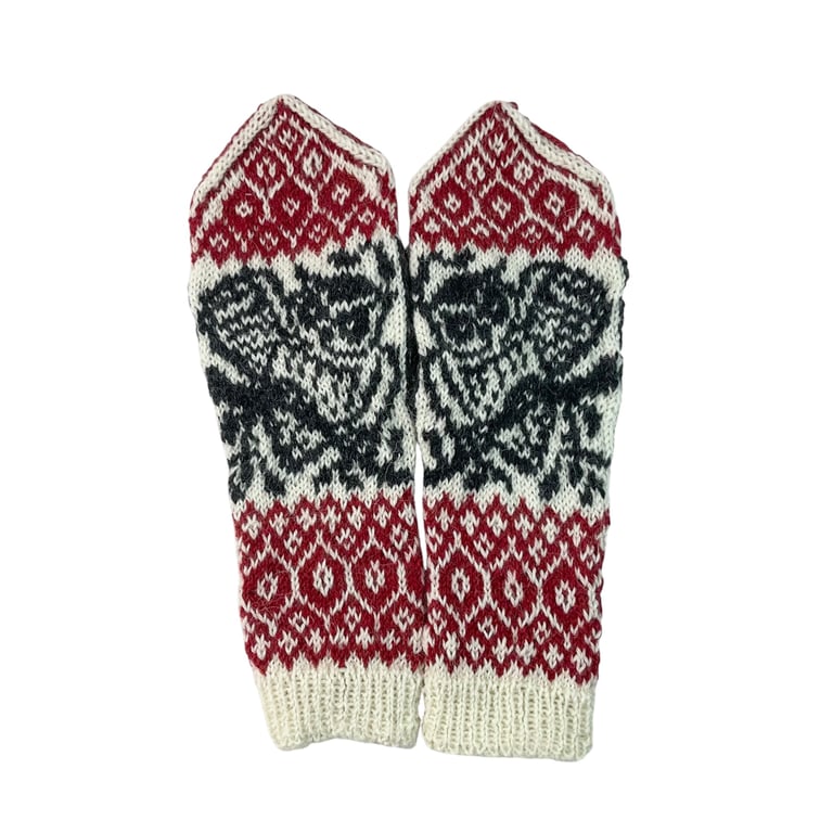 Handknitted owl mittens made in a luxury mix of wool and alpaca, perfect gift