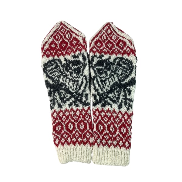Handknitted owl mittens made in a luxury mix of wool and alpaca, perfect gift