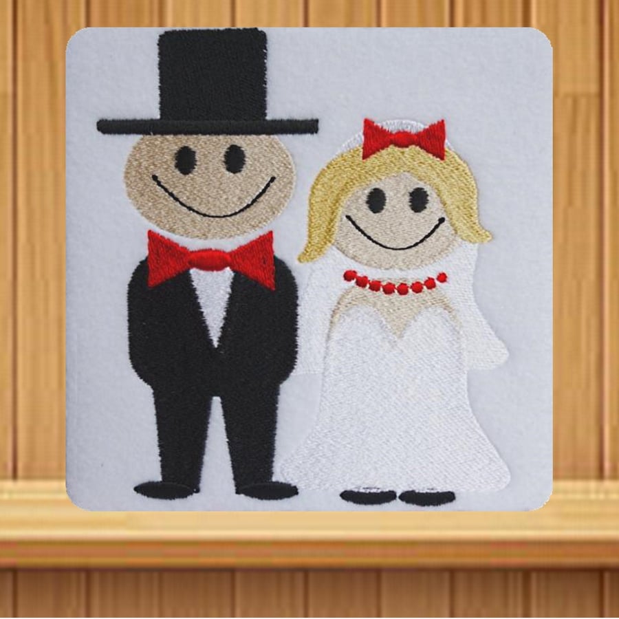 Wedding Handmade greetings card embroidered design