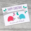 Couple Christmas Card, Mum and Dad Christmas Card, Hedgehog Christmas Card
