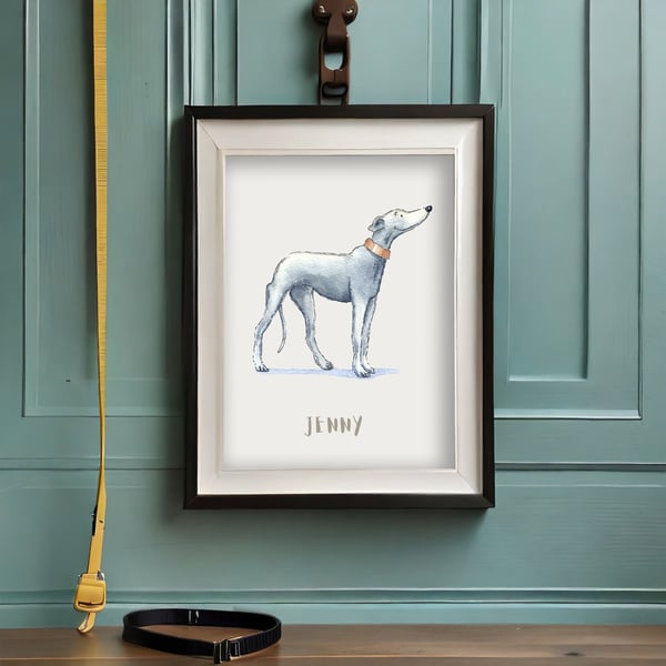 Greyhound Grey Personalised Dog Print