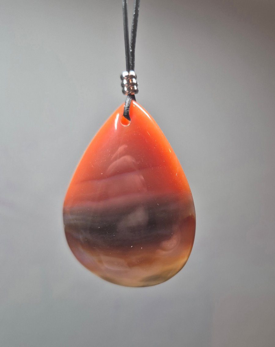 Red Brown Onyx Agate Teardrop  Pendant