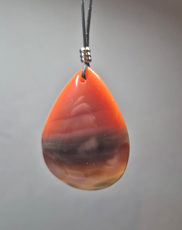 Red Brown Onyx Agate Teardrop  Pendant
