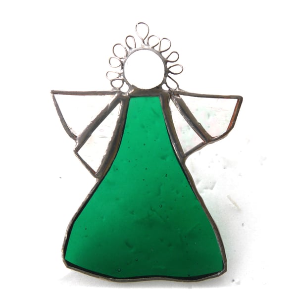 Angel Emerald Green Stained Glass suncatcher Christmas decoration 007