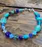 Blue Mix Beads & Sterling Silver Bracelet  - Image 9