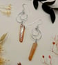 Silver Crescent Moon Charm Dangle Earrings with Champagne Aura Quartz Points - Image 4