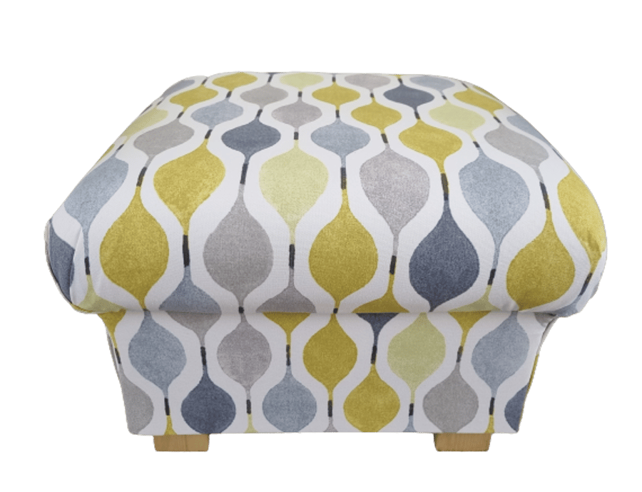 Storage Footstool Prestigious Verve Fabric Mimosa Grey Mustard Retro Pouffe 