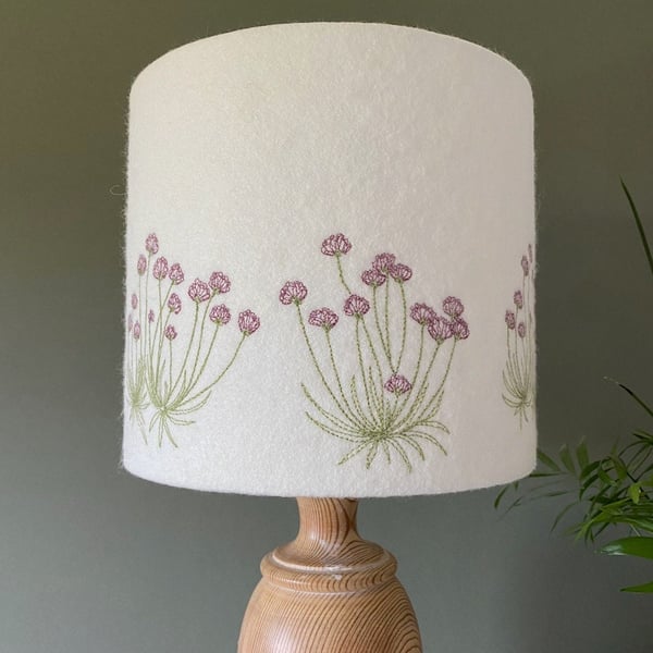 Embroidered Sea Pinks lampshade