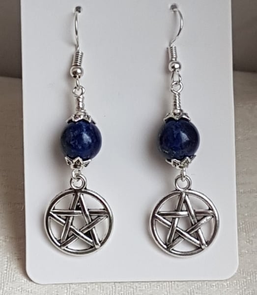 Gorgeous Lapis Lazuli and Pentacle Earrings.