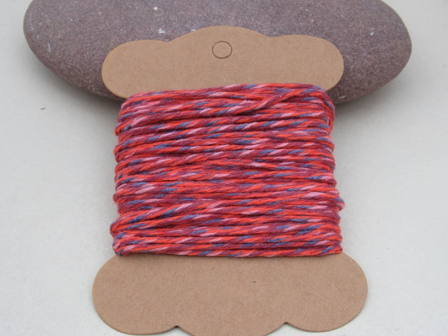 10m Soft Bright Orange, Purple Cotton String