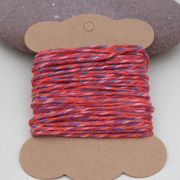 10m Soft Bright Orange, Purple Cotton String