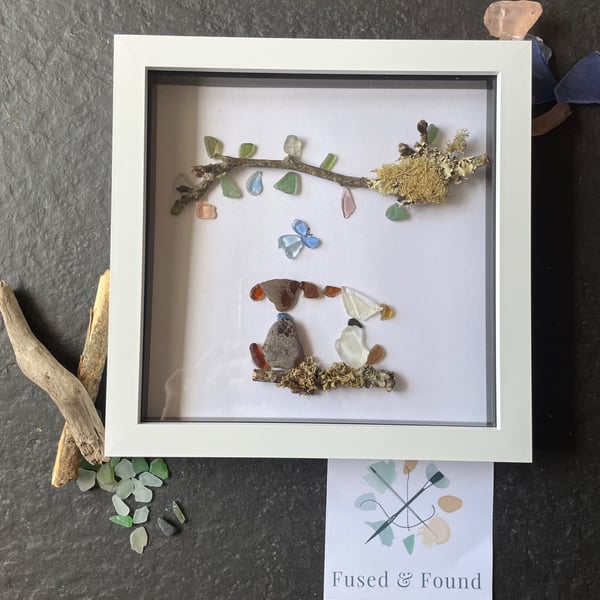 Dogs in Spring Sea Glass Art – Handcrafted Coastal Dog Artwork