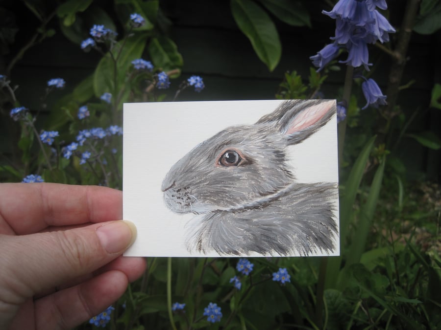 ACEO Rabbit original miniature painting of a bunny