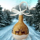 Winter Stags Gourdble - Christmas Gourd Bauble