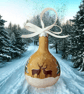 Winter Stags Gourdble - Christmas Gourd Bauble