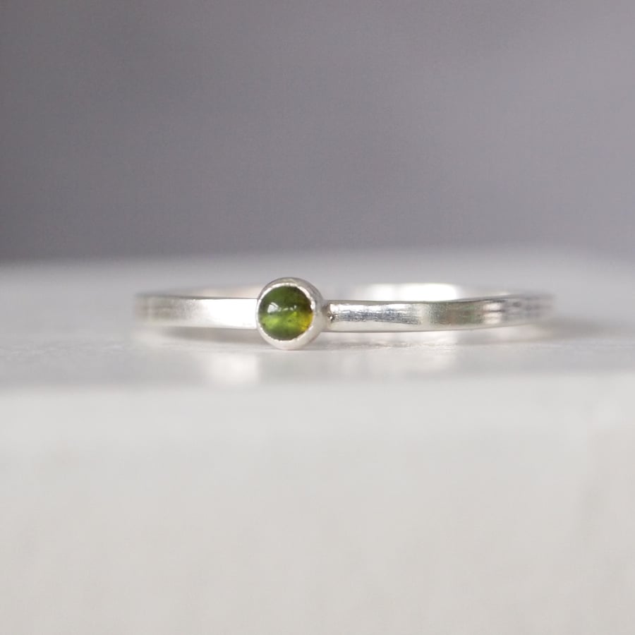Green Tourmaline and Silver Ring