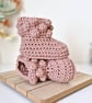 Handmade Merino Wool Crochet Baby Booties – Desert Rose 