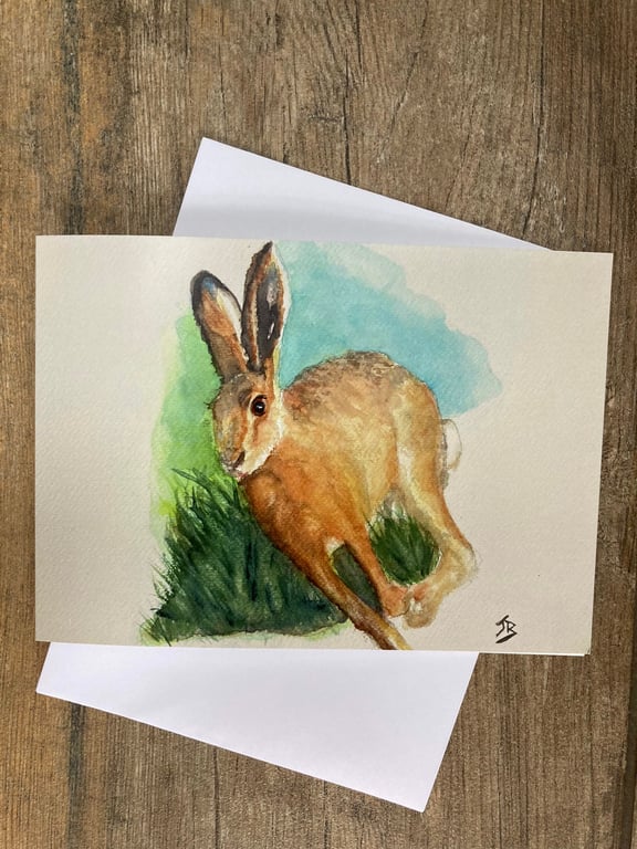 Lovely hare greeting card designed by British artist