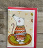 Blank Greetings Card, Timothy Card, Flower Art Card, Autumnal Card - Image 1